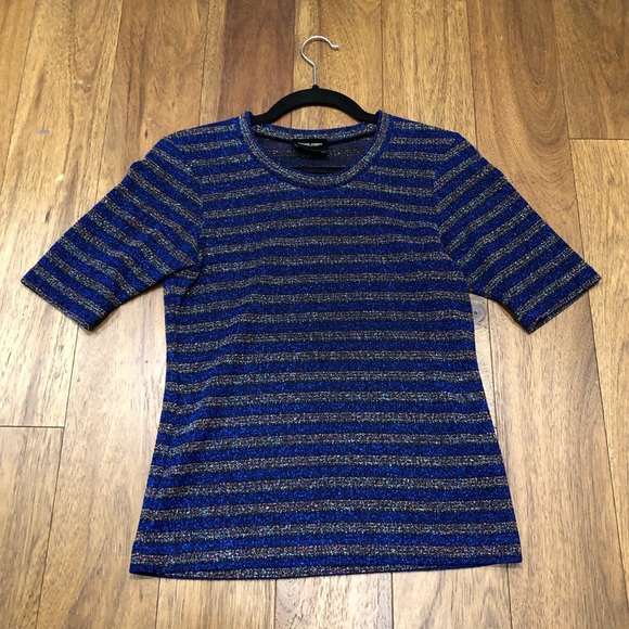 Rachel Comey Tops - Rachel Comey Booth Tee in blue glitter stripe knit top size small NWOT